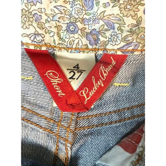 Lucky Blue Denim Cut-Off Patchwork Shorts Women's Sz 4 / 27 - Picture 6 of 9